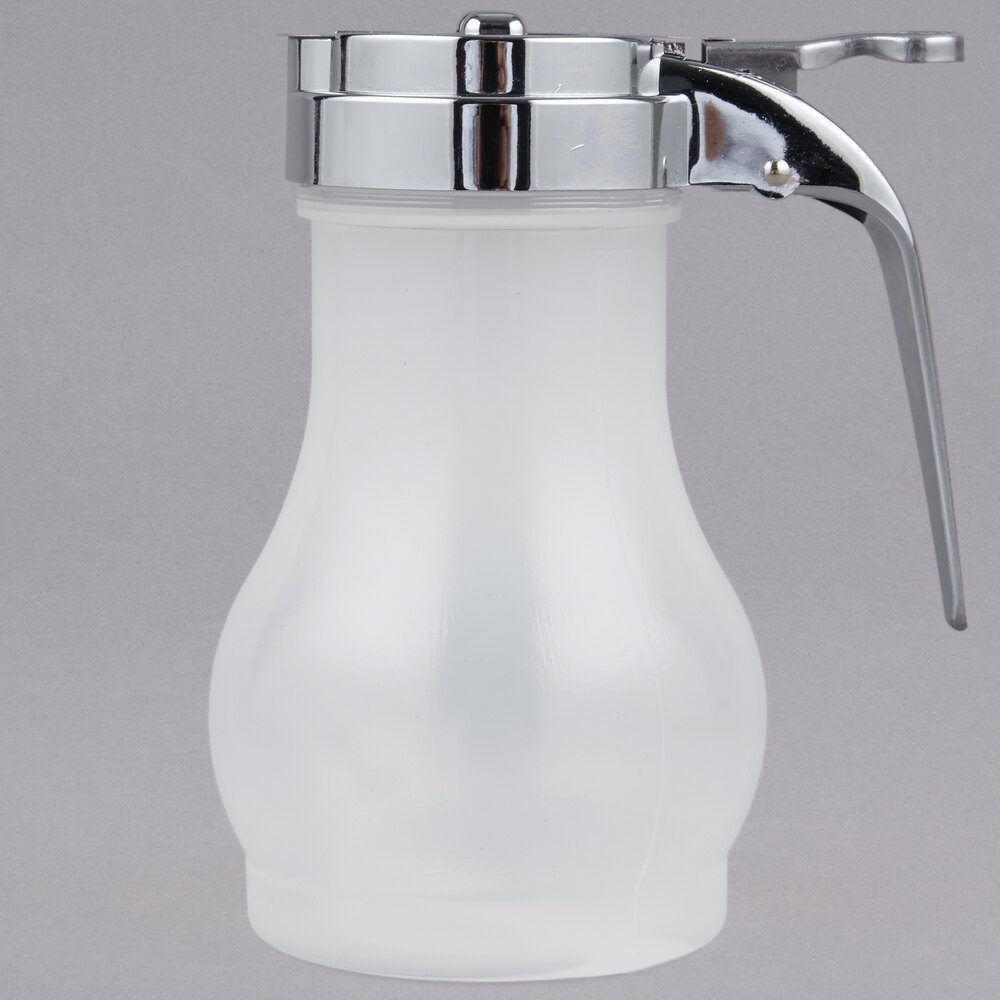 Tablecraft PP410CP 10 oz. Polypropylene Teardrop Syrup Dispenser with Chrome Plated ABS Top - 12/Pack