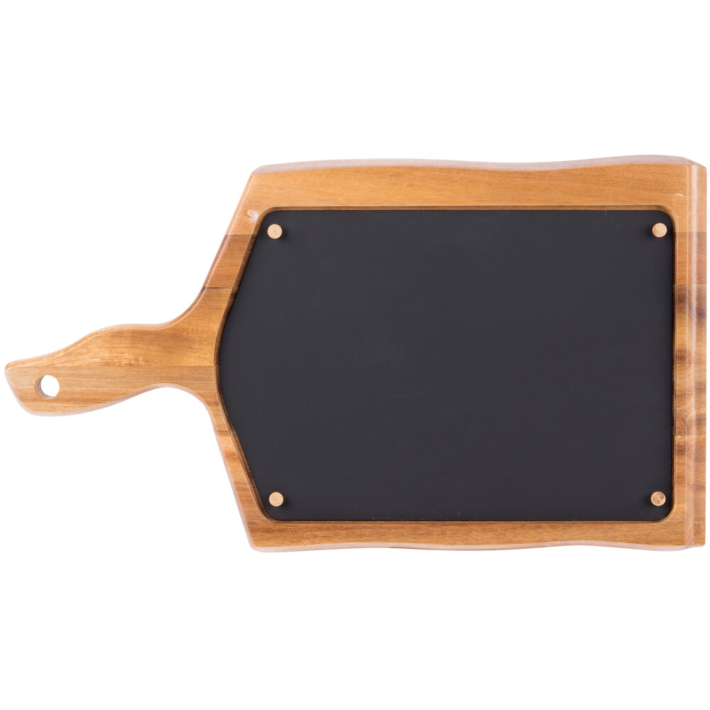 Tablecraft UCW10 15 3/4" x 9" Rectangular Acacia Wood Underliner / Bread Board with Removable Silicone Liner and Natural Wood-Grain Finish