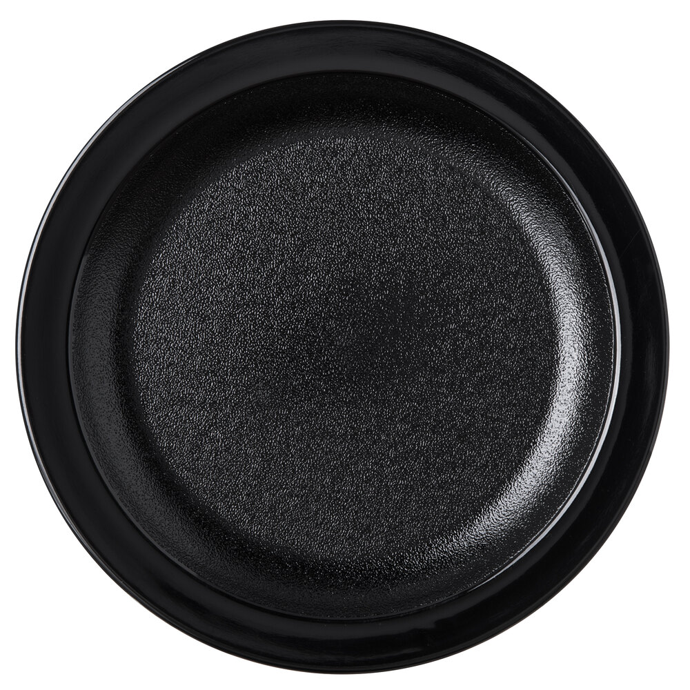 Carlisle PCD20603 Black 6 1/2" Polycarbonate Narrow Rim Plate - 48/Case