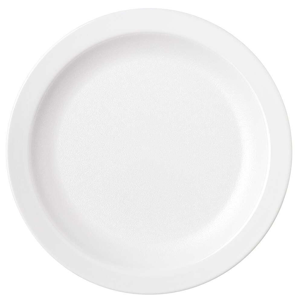 Carlisle PCD20602 White 6 1/2" Polycarbonate Narrow Rim Plate - 48/Case