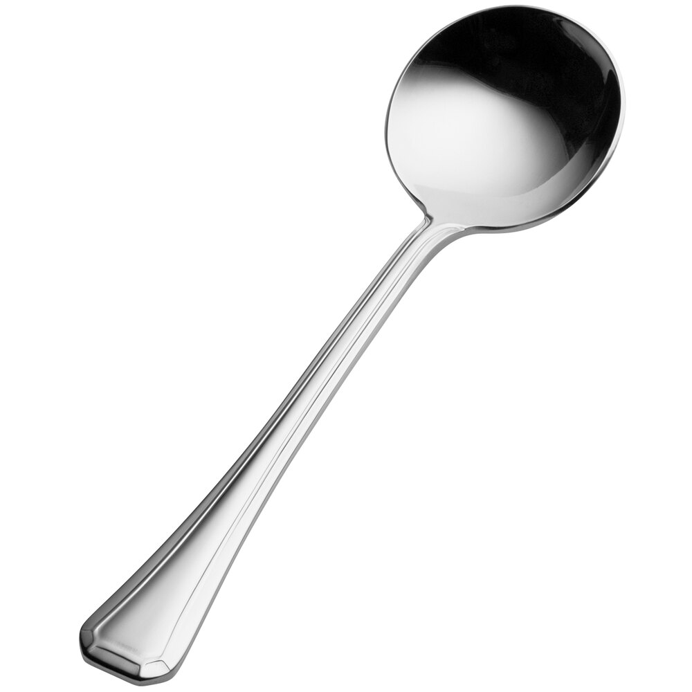 Bon Chef S501 Prism 6 1/8" 18/10 Stainless Steel Extra Heavy Bouillon Spoon - 12/Case