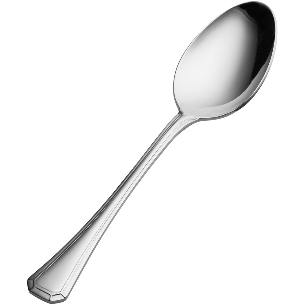 Bon Chef S503 Prism 7 3/16" 18/10 Stainless Steel Extra Heavy Soup / Dessert Spoon - 12/Case