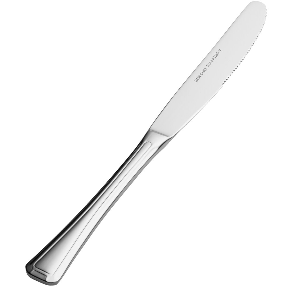 Bon Chef S511 Prism 9 3/16" 13/0 Stainless Steel Extra Heavy Solid Handle Dinner Knife - 12/Case