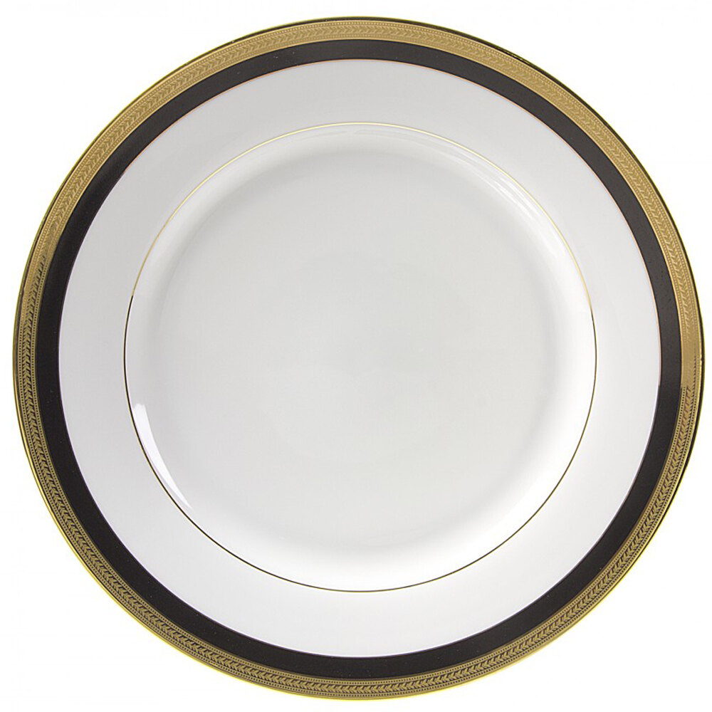 10 Strawberry Street SAH-24BK 11 7/8" Sahara Black Round Porcelain Charger Plate - 12/Case