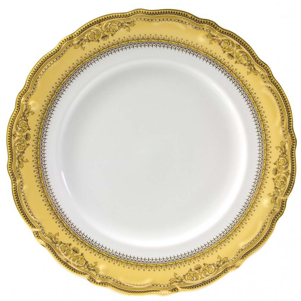 10 Strawberry Street VAN-24G 11 7/8" Vanessa Gold Porcelain Round Charger Plate - 12/Case