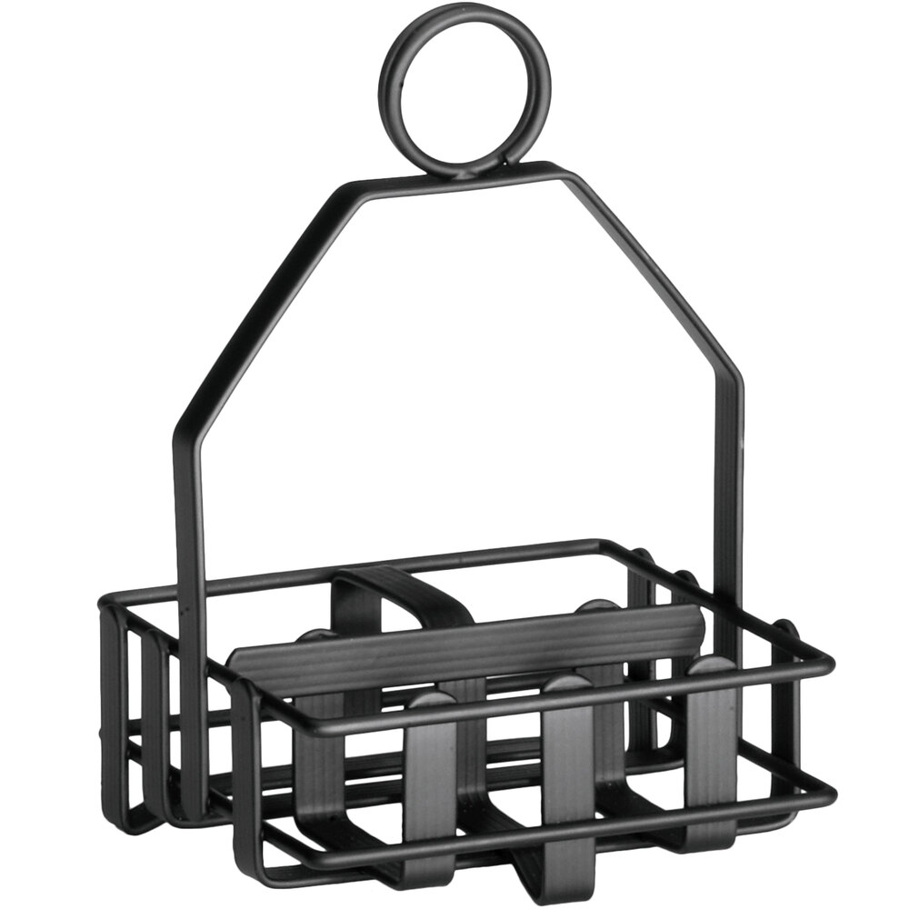 Tablecraft 606RBK Black Salt and Pepper Shaker / Sugar Packet Rack - 4 1/4" x 4" x 6"