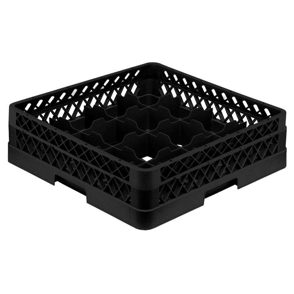 Vollrath TR8A Traex® Full-Size Black 16-Compartment 4 13/16" Glass Rack with Open Rack Extender On Top