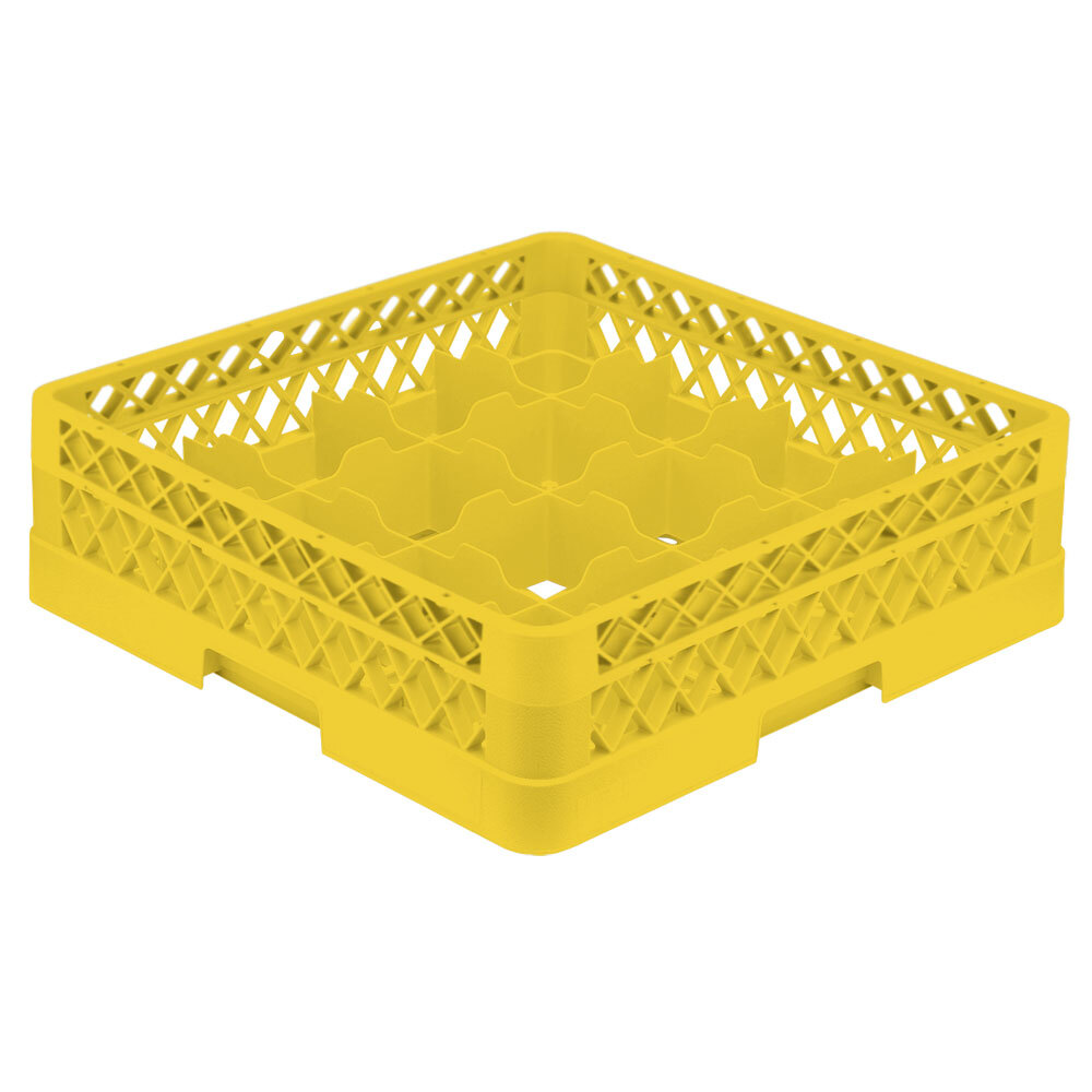 Vollrath TR8A Traex® Full-Size Yellow 16-Compartment 4 13/16" Glass Rack with Open Rack Extender On Top