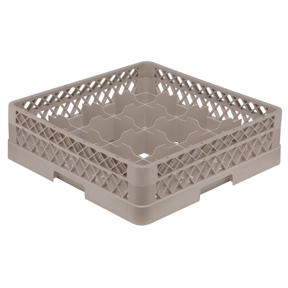 Vollrath TR8A Traex® Full-Size Beige 16-Compartment 4 13/16" Glass Rack with Open Rack Extender On Top