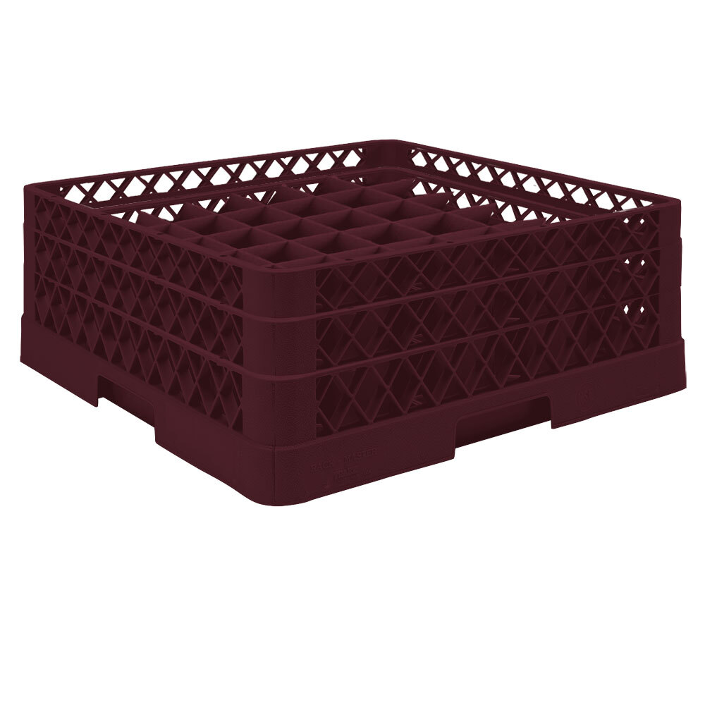 Vollrath TR9EA Traex® Full-Size Burgundy 49-Compartment 6 3/8" Glass Rack with Open Rack Extender On Top