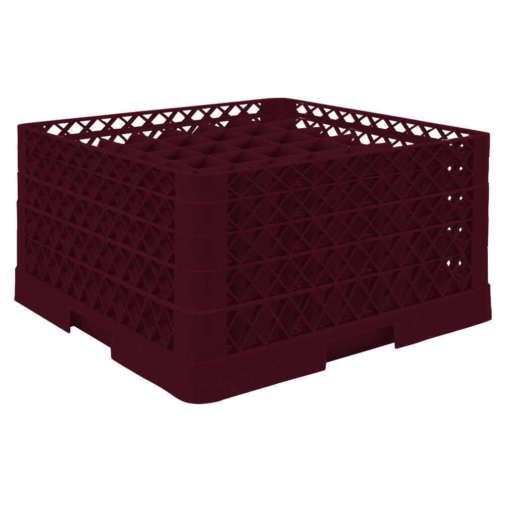 Vollrath TR9EEEA Traex® Full-Size Burgundy 49-Compartment 9 7/16" Glass Rack with Open Rack Extender On Top