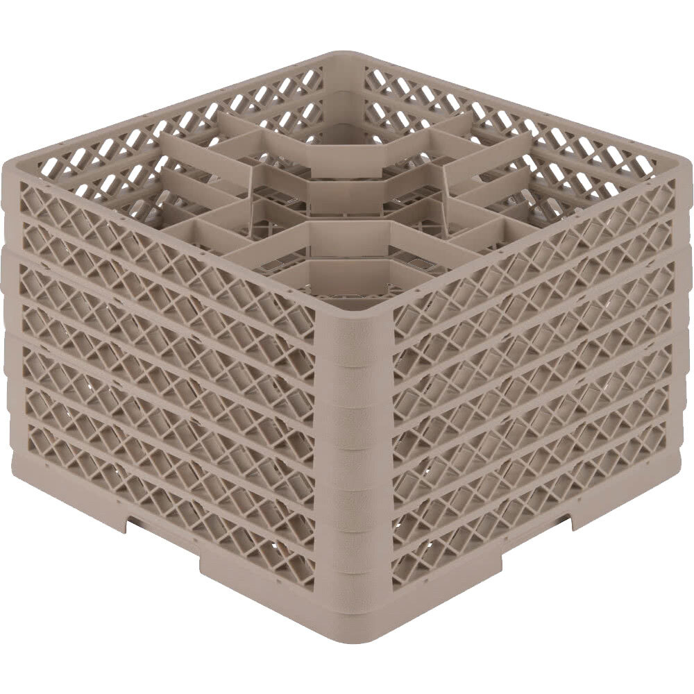 Vollrath TR13KKKKKK Traex® Rack Max Beige 5-Compartment 10 5/8" Glass Rack with 6 Extenders