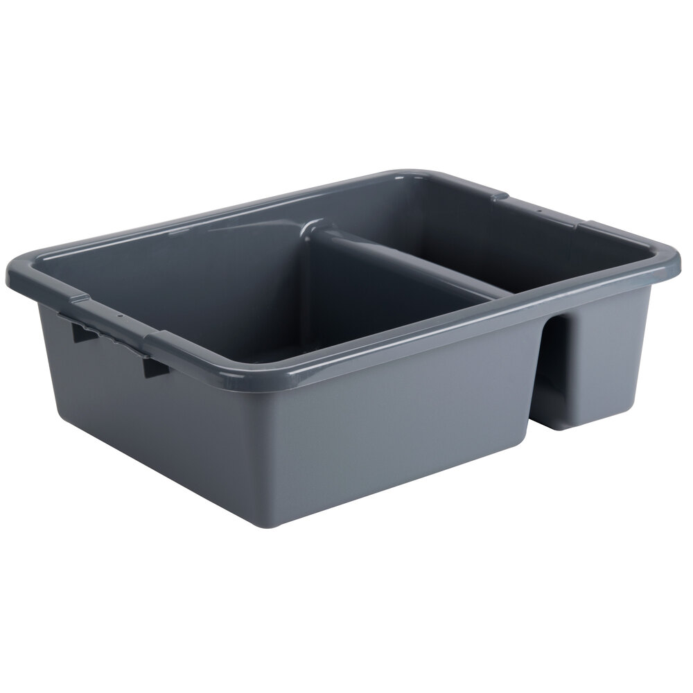 Tablecraft 1547G 21" x 17" x 7" Gray Heavy Duty Polyethylene Plastic Divided Bus Tub