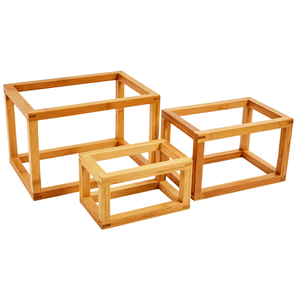 American Metalcraft BAMRSET 3-Piece Bamboo Open Frame Riser Set - 3/Set