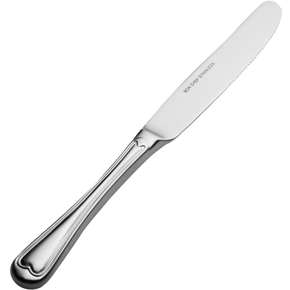 Bon Chef S609 Victoria 9 1/4" 13/0 Stainless Steel Hollow Handle Dinner Knife - 12/Case