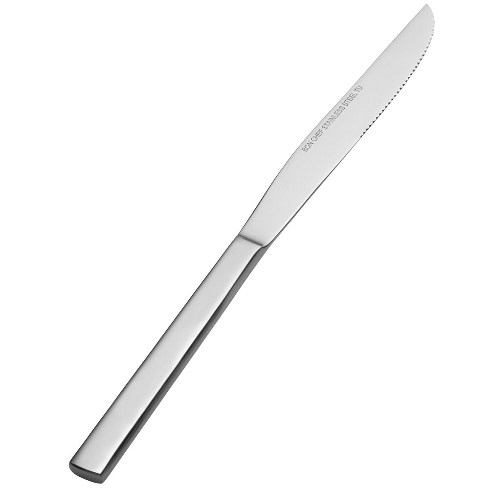 Bon Chef S3815 Milan 9 1/8" 13/0 Stainless Steel Extra Heavy Steak Knife - 12/Case