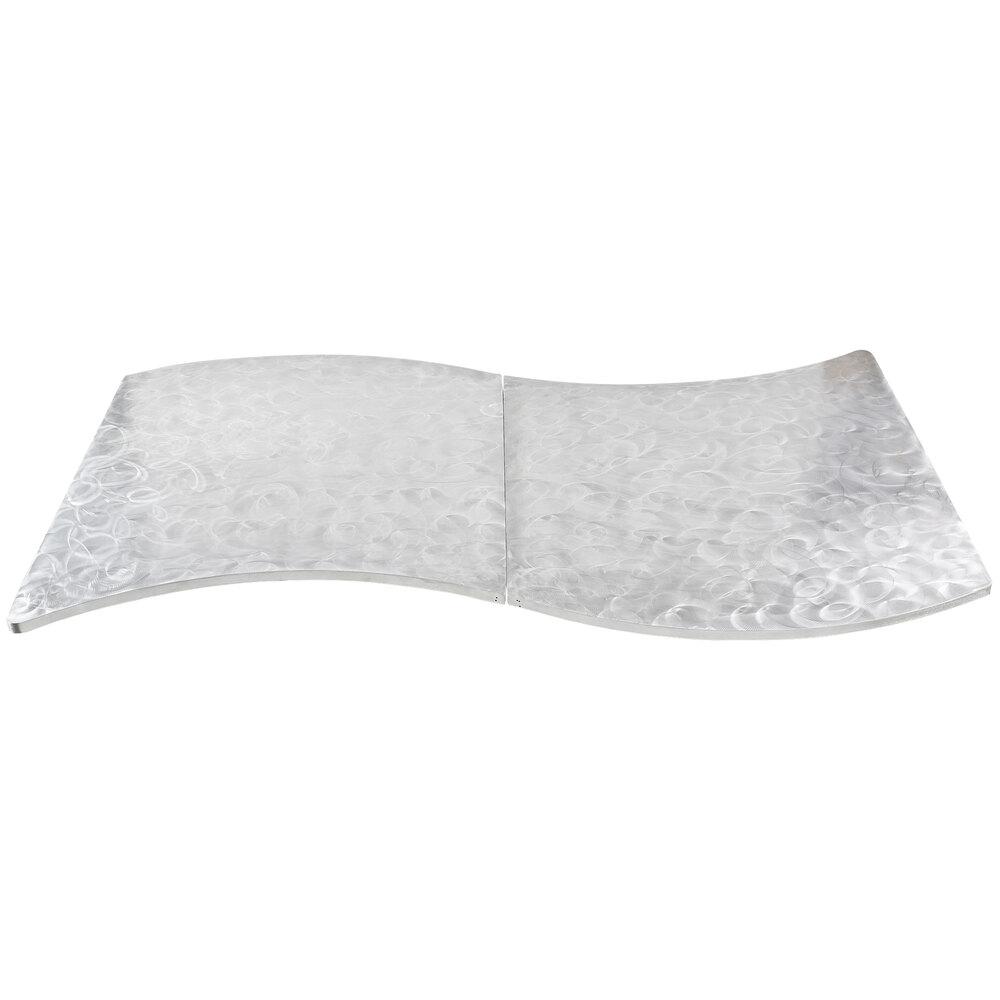 Tablecraft CWALS8TCL 96 1/2" Serpentine Swirl Translucent Clear 13 Gauge 2 Piece Aluminum Table Cover