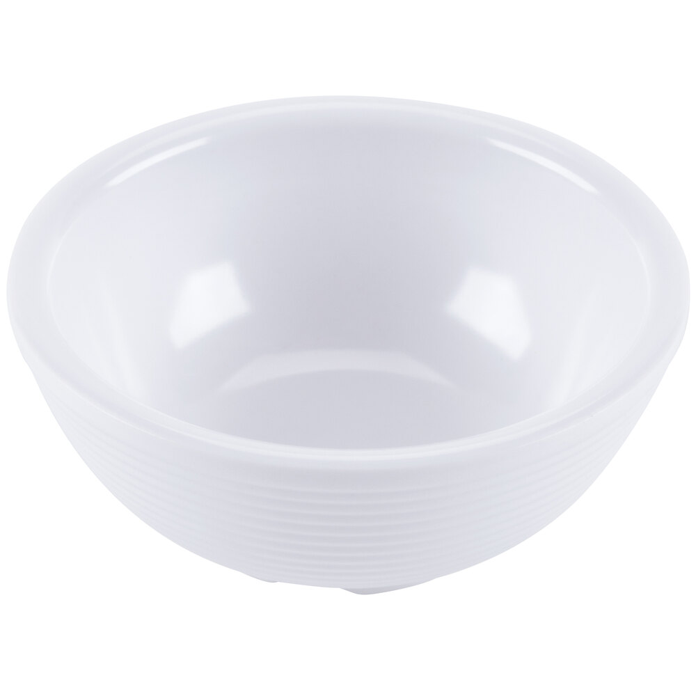 Tablecraft RAM3RW 3 oz. White Round Ribbed Melamine Ramekin - 12/Pack