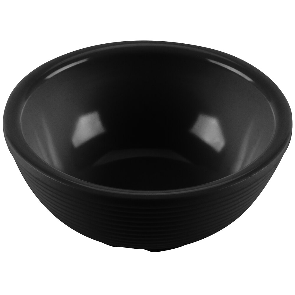 Tablecraft RAM3RBK 3 oz. Black Round Ribbed Melamine Ramekin - 12/Pack