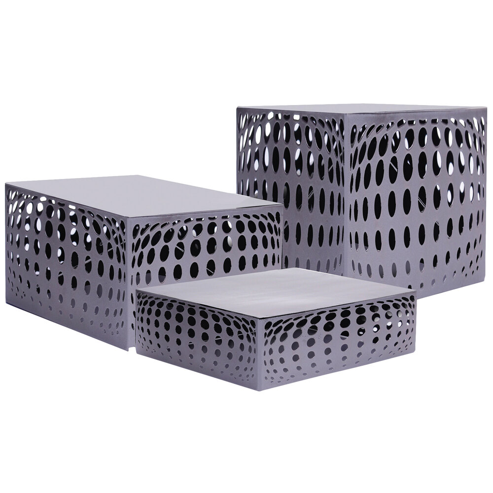 Clipper Mill by G.E.T. IRBLG-02 Bulge Silver Powder Coated Iron Rectangular Riser Set