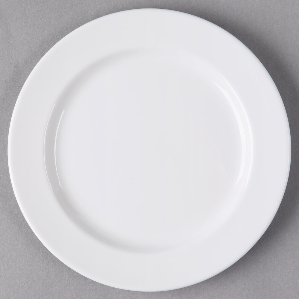 Libbey Slenda 7 1/4" Round Royal Rideau White Medium Rim Porcelain Plate - 36/Case