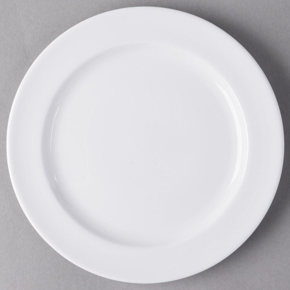 Libbey Slenda 8" Round Royal Rideau White Medium Rim Porcelain Plate - 12/Case