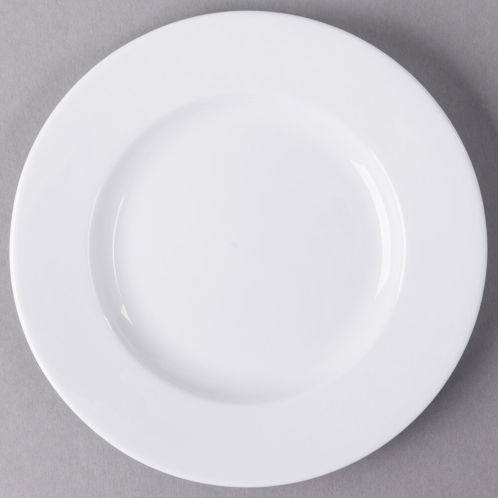 Libbey Slenda 7 3/8" Round Royal Rideau White Wide Rim Porcelain Plate - 36/Case