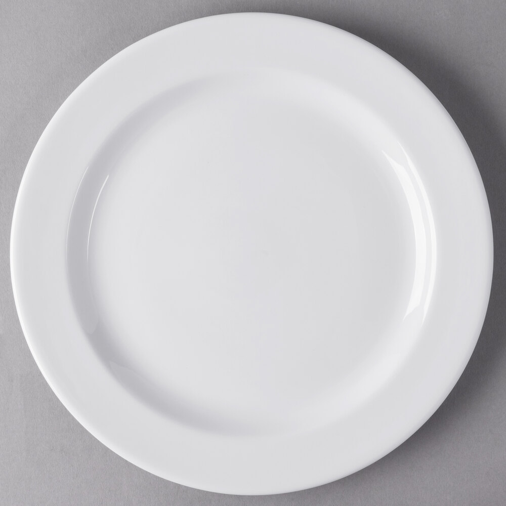 Libbey Slenda 10 1/2" Round Royal Rideau White Medium Rim Porcelain Plate - 12/Case