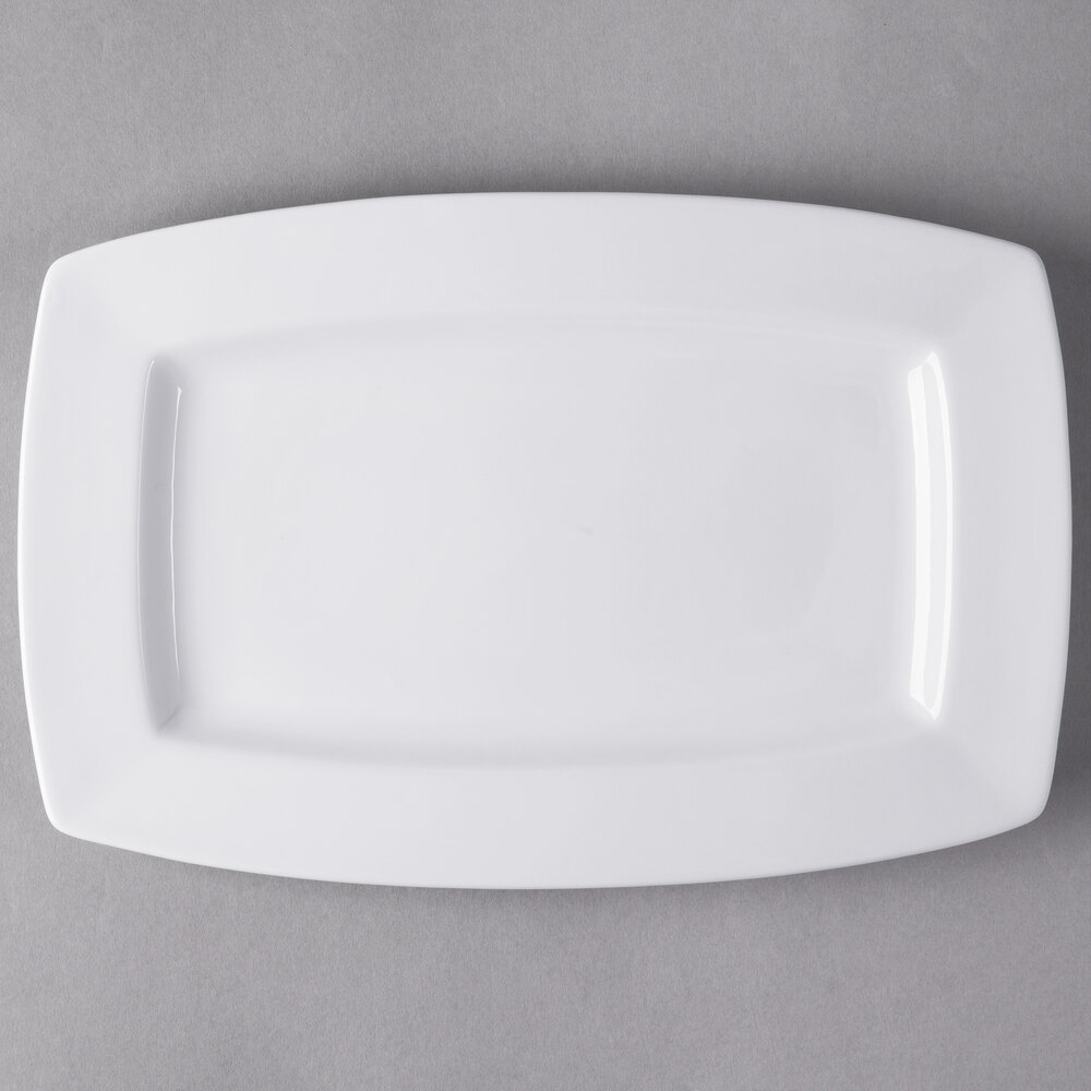 Libbey Slenda 13 1/2" x 9" Rectangular Royal Rideau White Porcelain Plate - 12/Case