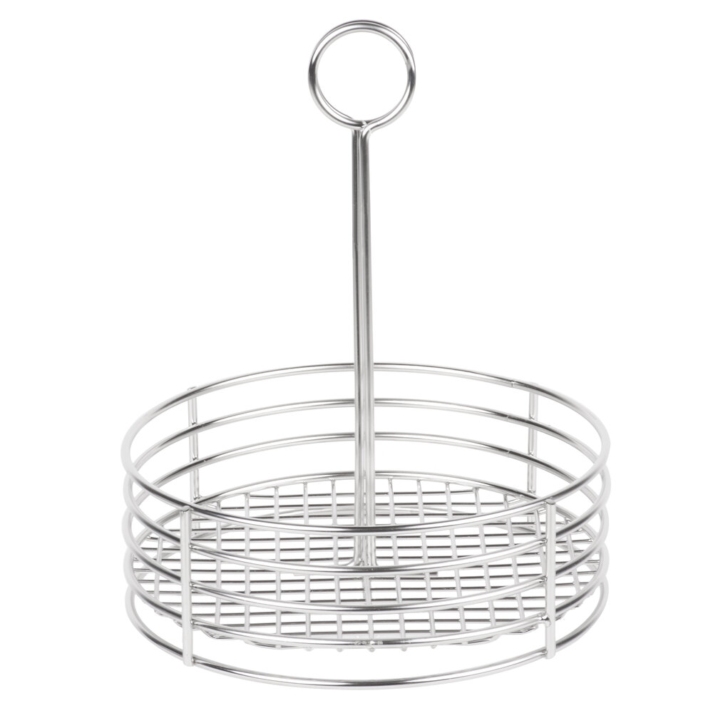 Clipper Mill by G.E.T. 4-81850 7 1/2" Stainless Steel Round Condiment Caddy with Card Holder