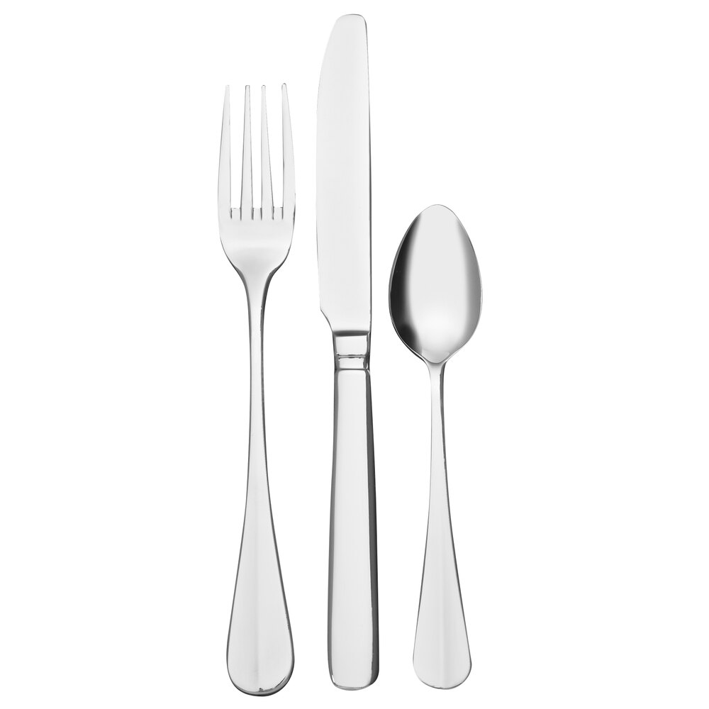 Libbey 213 5921 Baguette 9 7/8" 18/0 Stainless Steel Heavy Weight Serrated Solid Handle Dessert Knife with Pinched Bolster - 12/Case