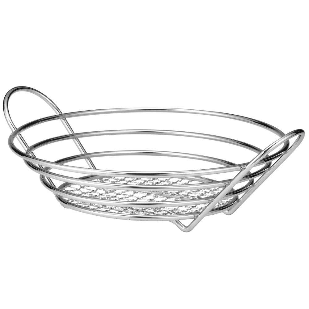 Tablecraft H7175 Round Chrome Plated Basket - 12" x 3 1/4"