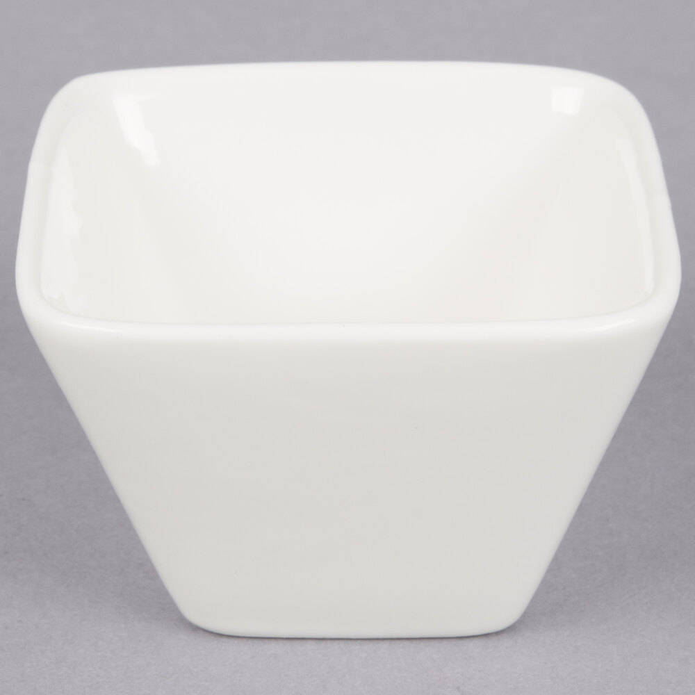 American Metalcraft PORB29 4 oz. White Square Porcelain Sauce Cup - 12/Case