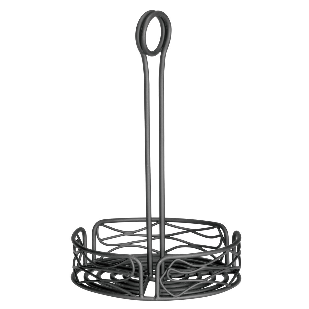 Tablecraft BK1780 Artisan Versa 7 3/4" Black Wire Condiment Caddy