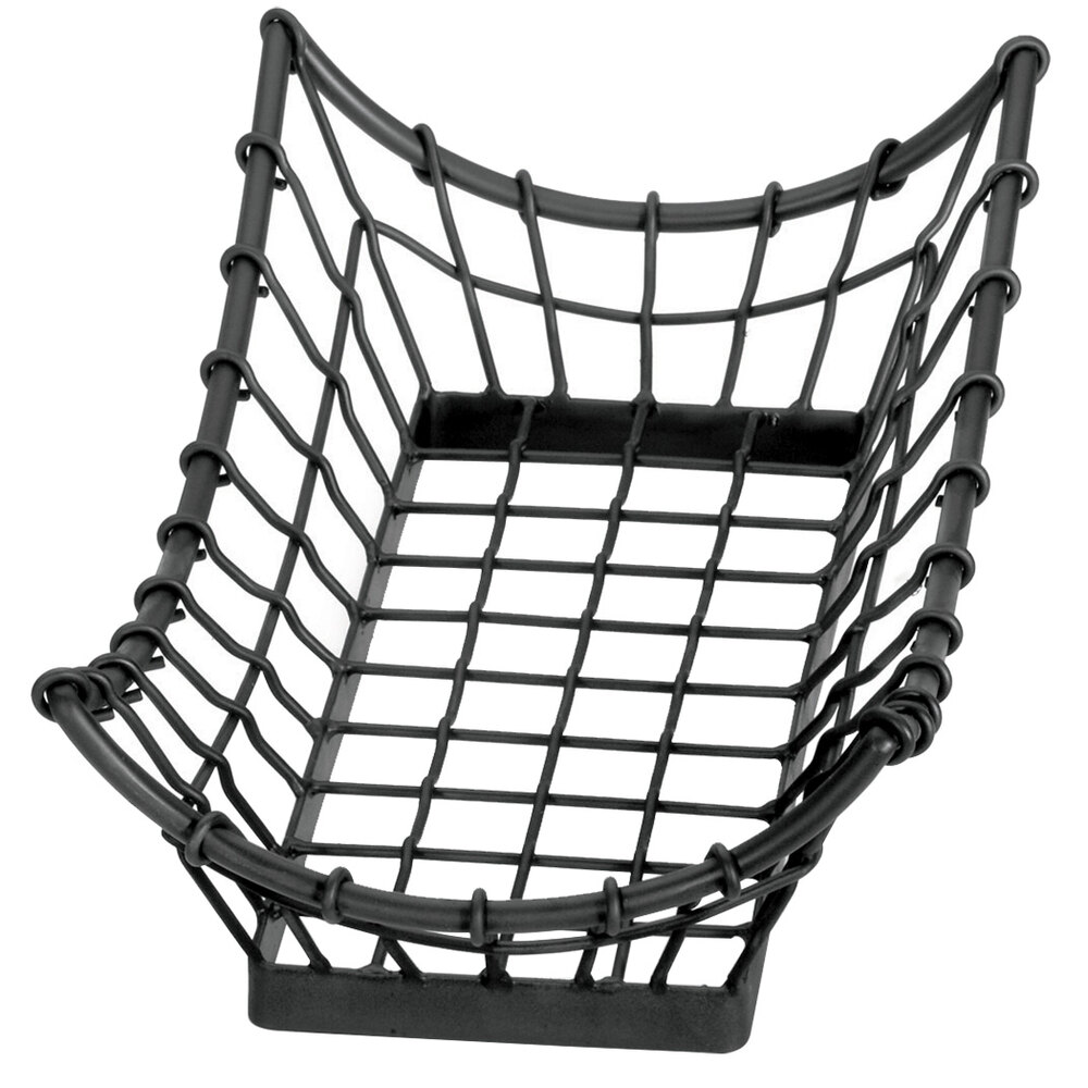 Tablecraft GM1608 Grand Master Rectangular Black Metal Basket - 15" x 8" x 4 1/4"