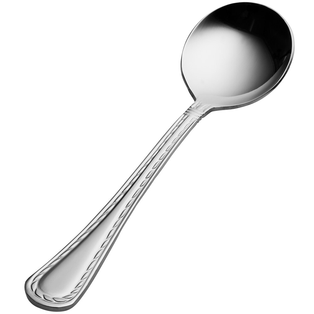 Bon Chef S401 Amore 6 1/16" 18/10 Extra Heavy Weight Stainless Steel Bouillon Spoon - 12/Case