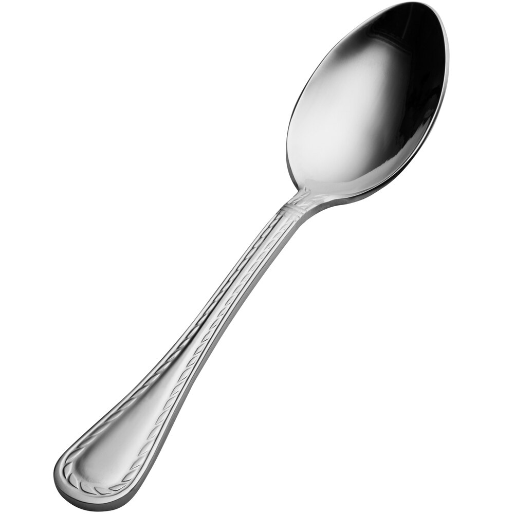 Bon Chef S403 Amore 7 1/4" 18/10 Extra Heavy Weight Stainless Steel Soup / Dessert Spoon - 12/Case
