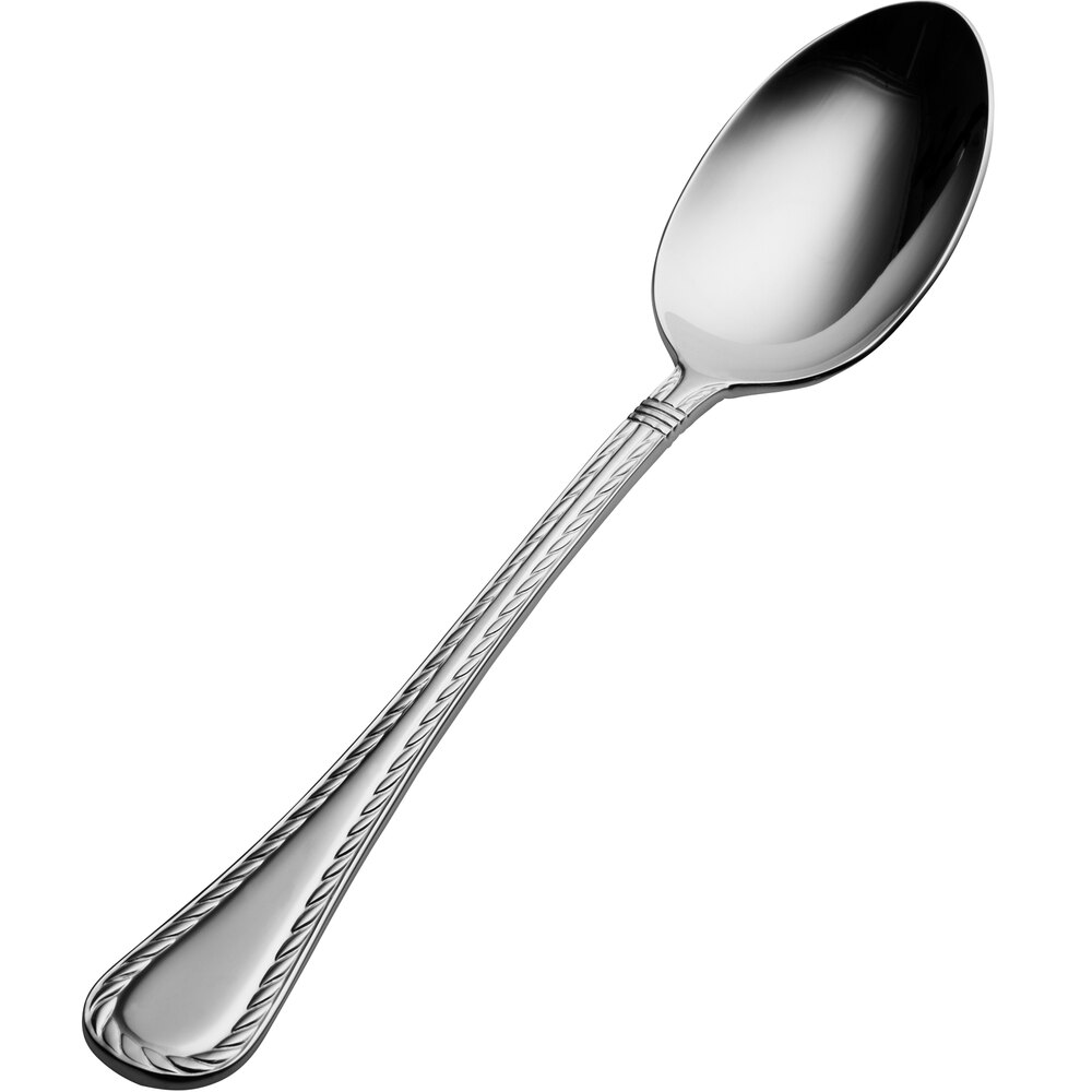 Bon Chef S404 Amore 9 1/4" 18/10 Extra Heavy Weight Stainless Steel Table / Serving Spoon - 12/Case