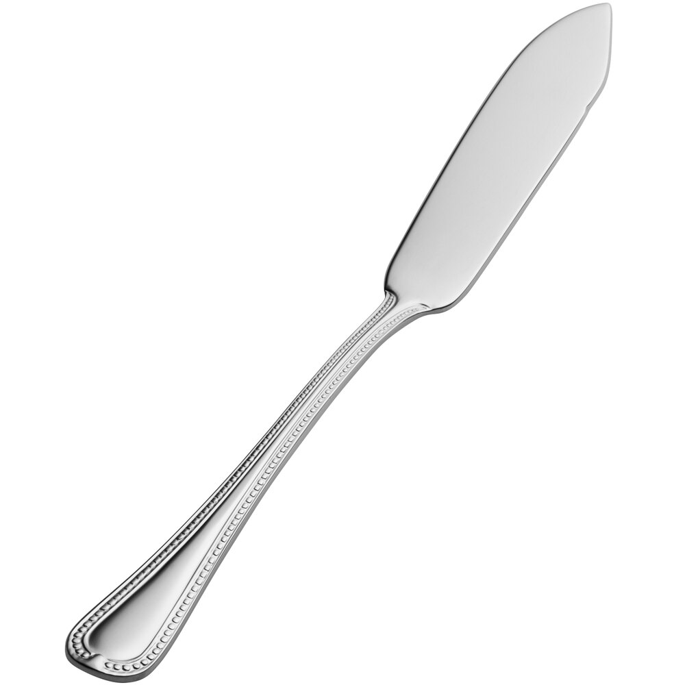 Bon Chef S713 Bolero 6 3/4" 18/10 Extra Heavy Weight Stainless Steel Flat Handle Butter Spreader - 12/Case