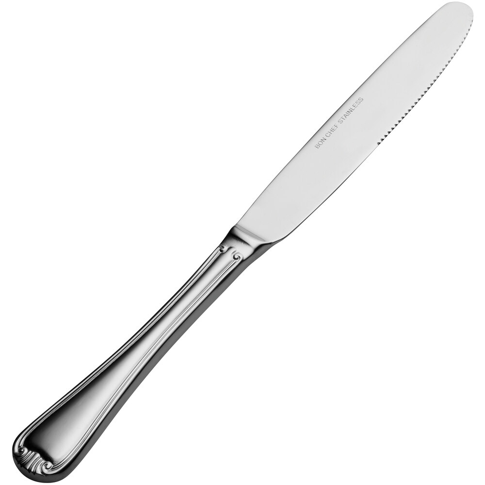 Bon Chef S912 Renoir 9 1/2" 13/0 Extra Heavy Weight Stainless Steel Solid Handle European Dinner Knife - 12/Case
