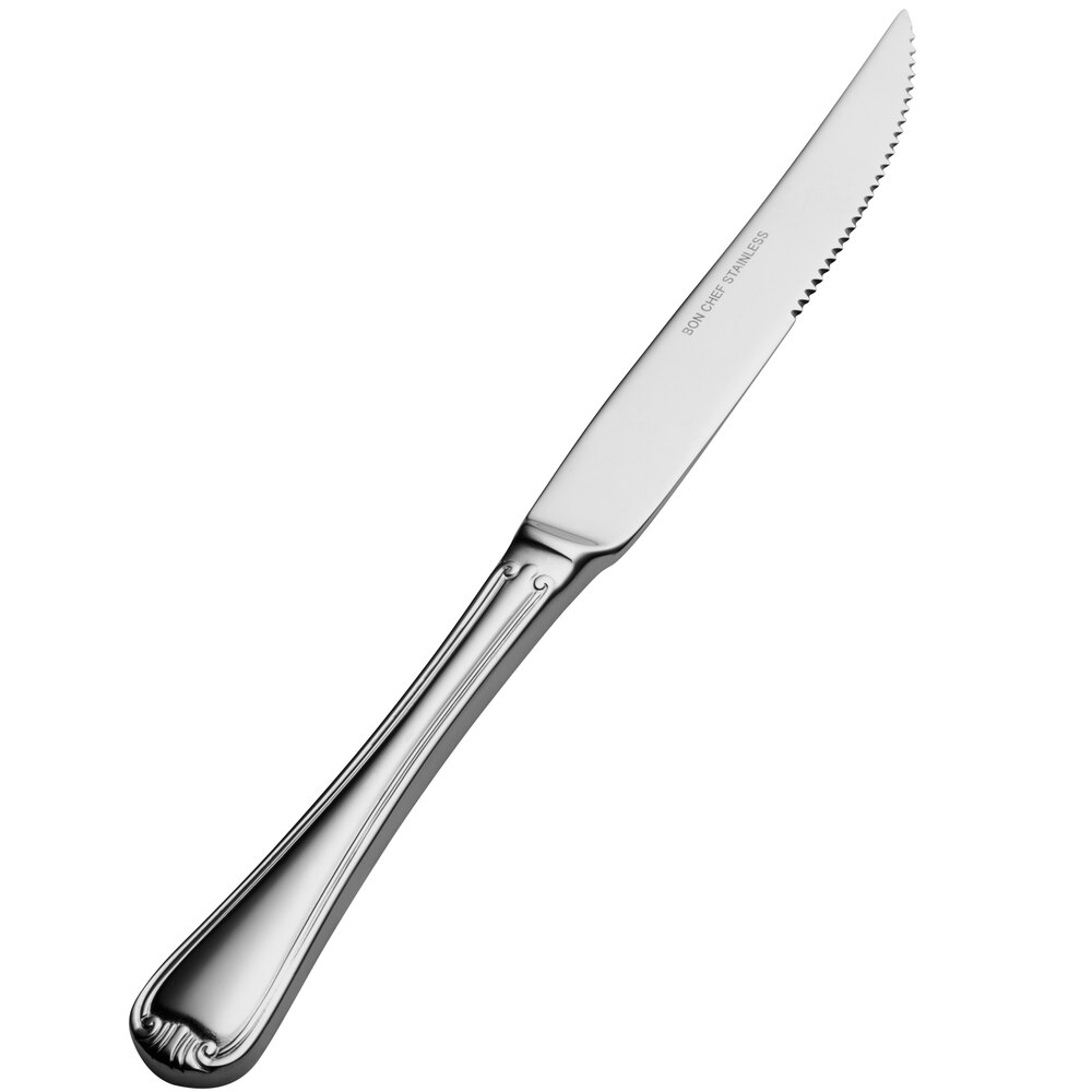 Bon Chef S915 Renoir 9 3/4" 13/0 Extra Heavy Weight Stainless Steel Solid Handle Steak Knife - 12/Case