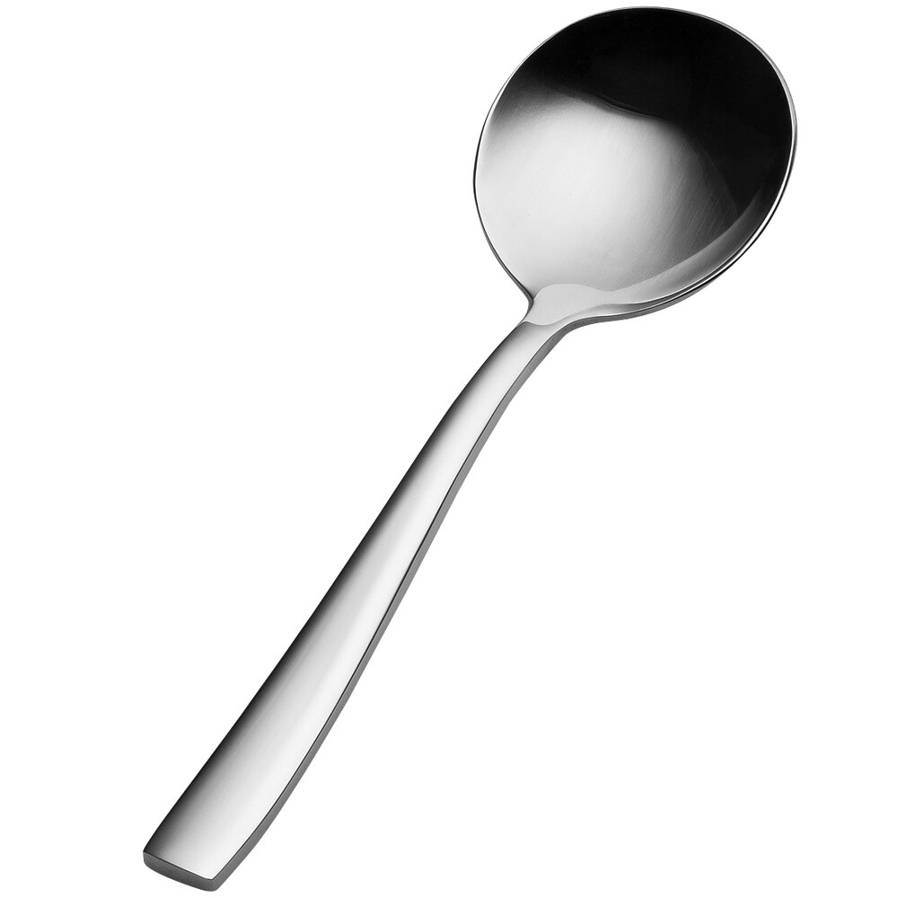 Bon Chef SBS3001 Manhattan 6 3/8" 18/0 Extra Heavy Weight Bonsteel Bouillon Spoon - 12/Case