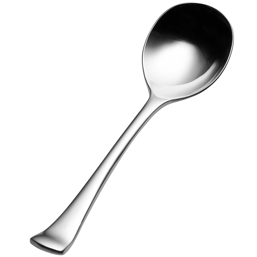 Bon Chef SBS3201 Aspen 6 3/8" 18/0 Extra Heavy Weight Bonsteel Bouillon Spoon - 12/Case