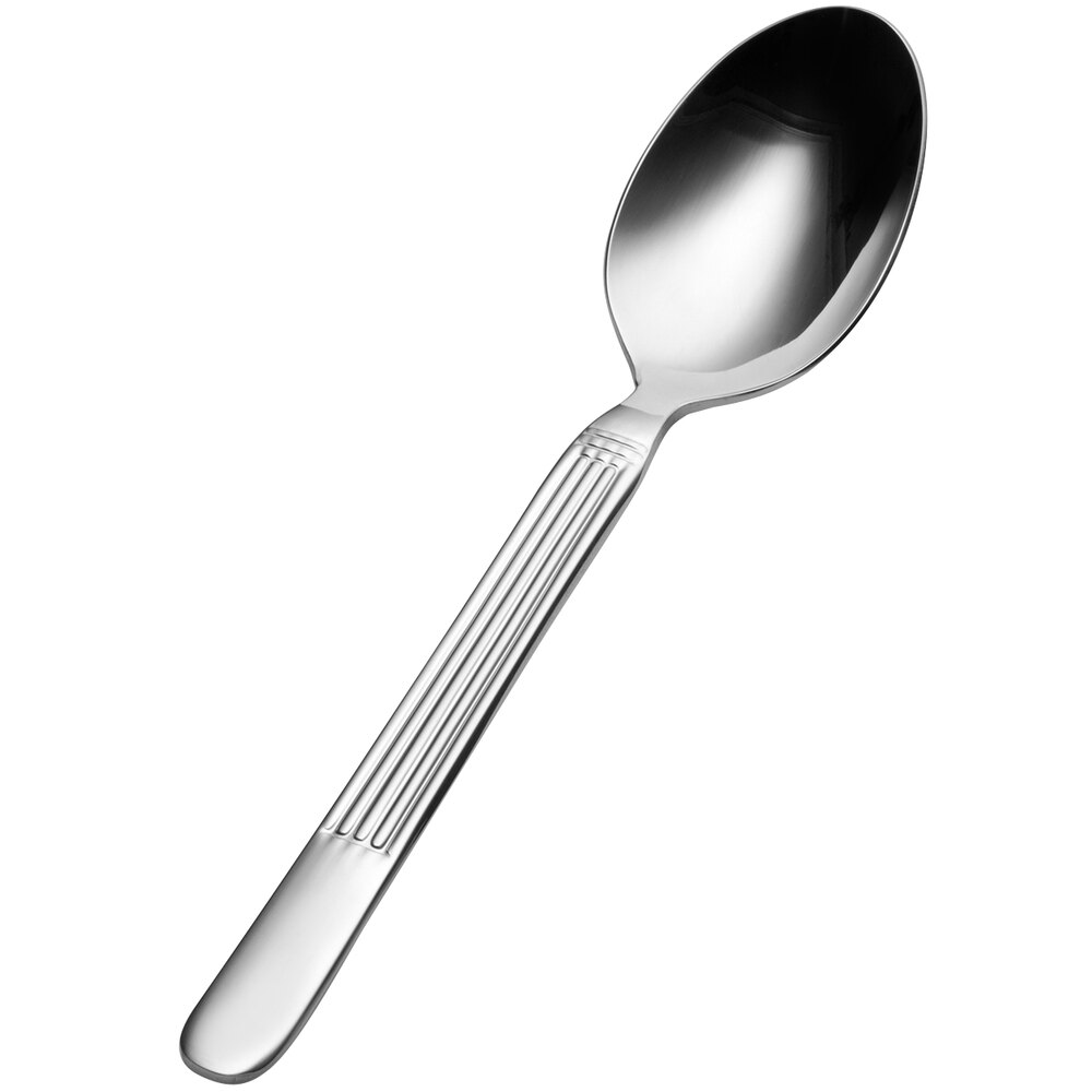 Bon Chef SBS3603 Apollo 7 1/2" 18/0 Extra Heavy Weight Bonsteel Soup / Dessert Spoon - 12/Case