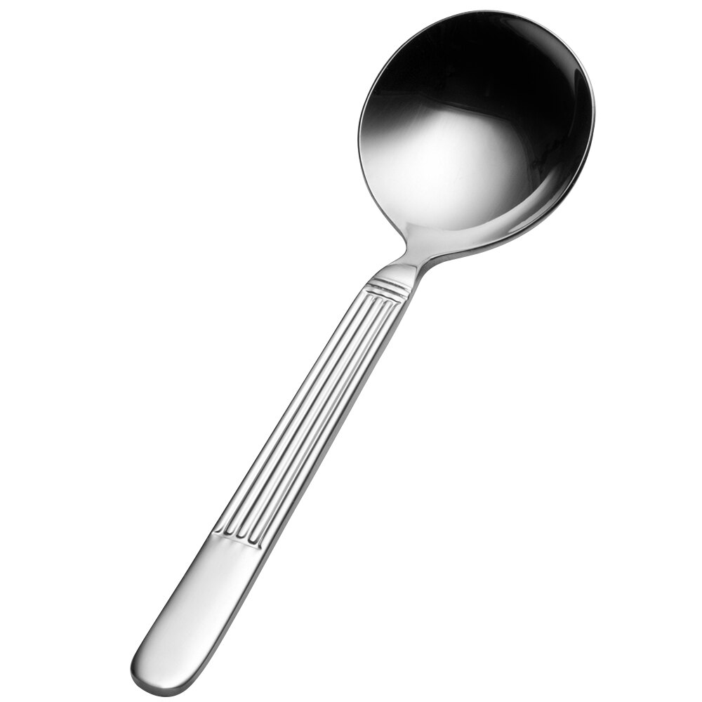 Bon Chef SBS3601 Apollo 5 5/8" 18/0 Extra Heavy Weight Bonsteel Bouillon Spoon - 12/Case