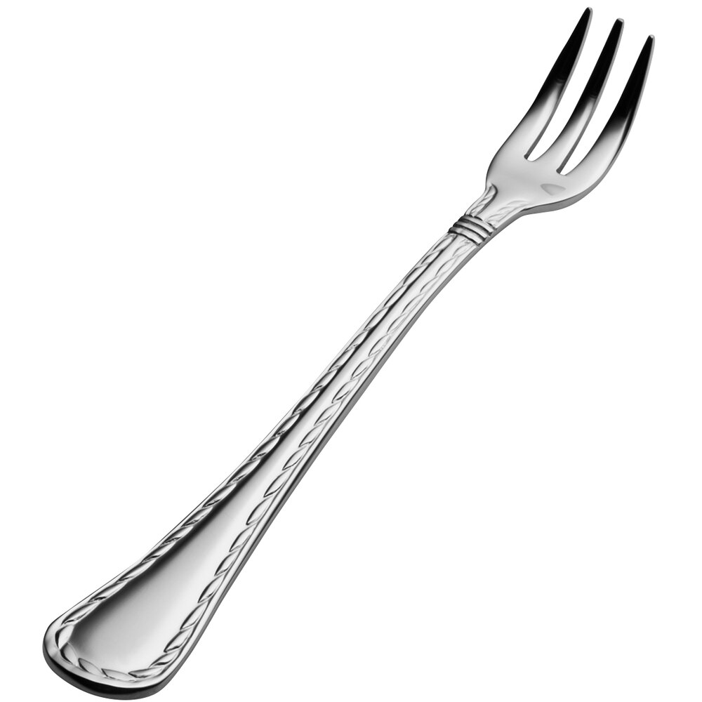 Bon Chef SBS408 Amore 5 5/8" 18/0 Extra Heavy Weight Bonsteel Oyster/Cocktail Fork - 12/Case