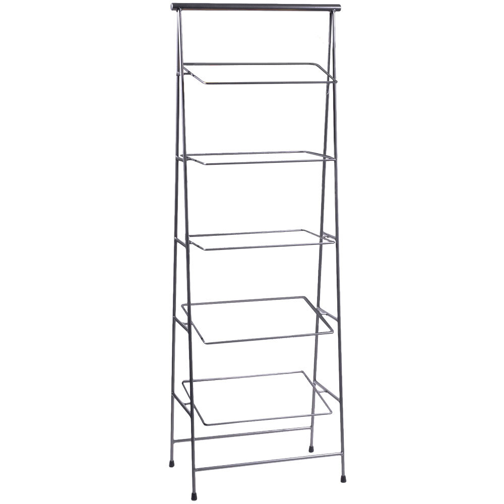 Clipper Mill by G.E.T. IR-900 POP 23 1/2" x 14" Gray Powder Coated Iron Rectangular 5-Tier Pane Stand