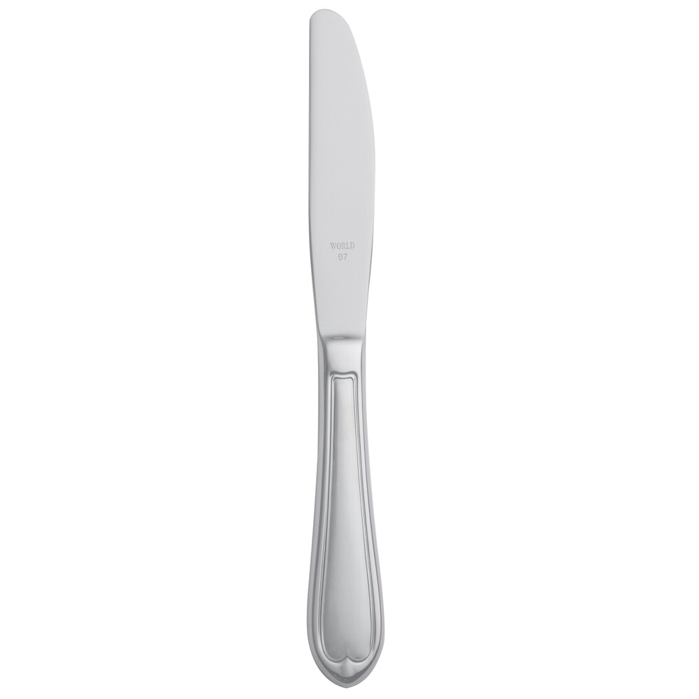 Libbey 239 554 Antique 6 3/4" 18/0 Stainless Steel Heavy Weight Plain Solid Handle Bread and Butter Knife - 36/Case