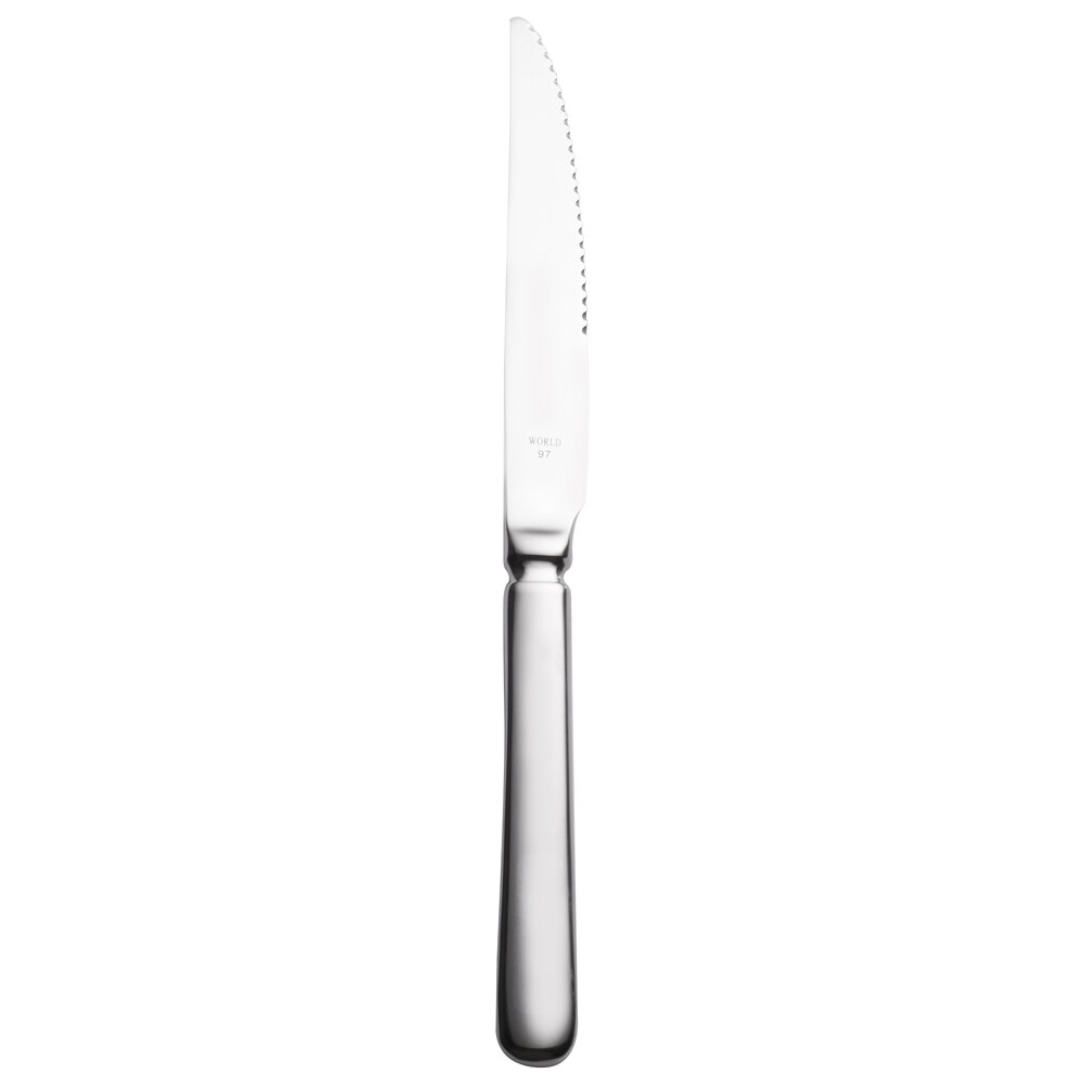 Libbey 213 5762 Baguette 9" 18/0 Stainless Steel Heavy Weight Fluted Solid Handle Steak Knife - 36/Case