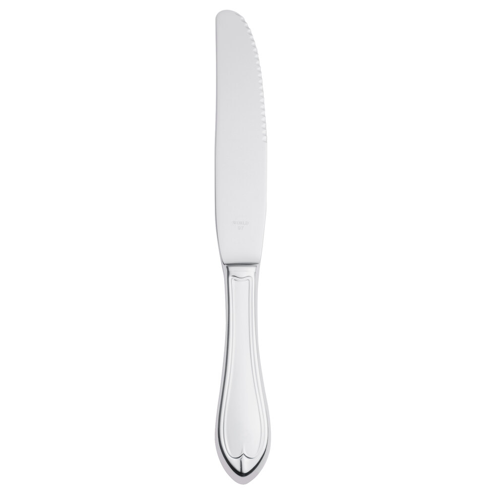 Libbey 239 2702 Antique 9 5/8" 18/0 Stainless Steel Heavy Weight Fluted Hollow Handle Dinner Knife - 36/Case